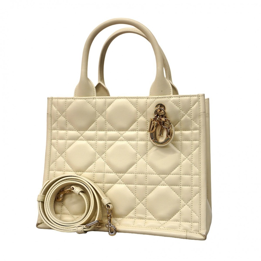 Dior Cannage  Christian White Book Bag Tote